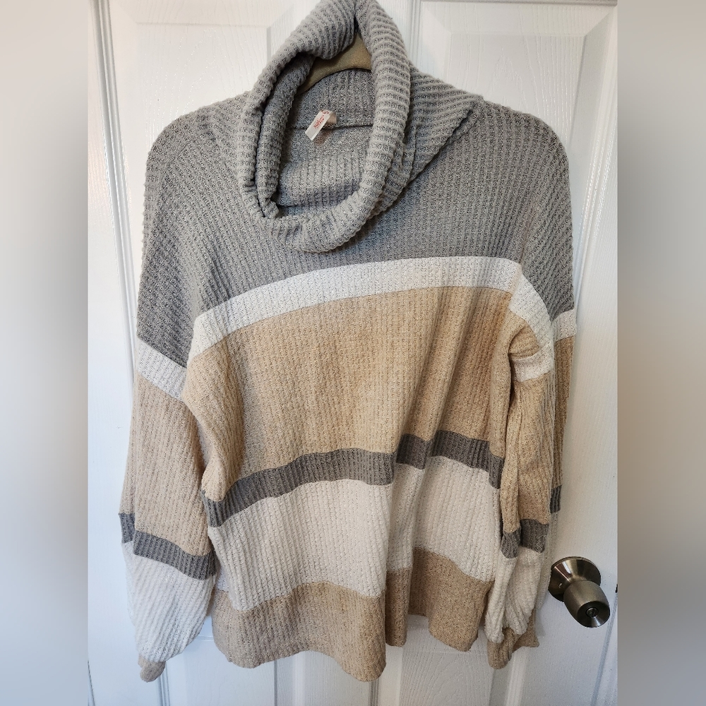 Neutral striped waffle knit